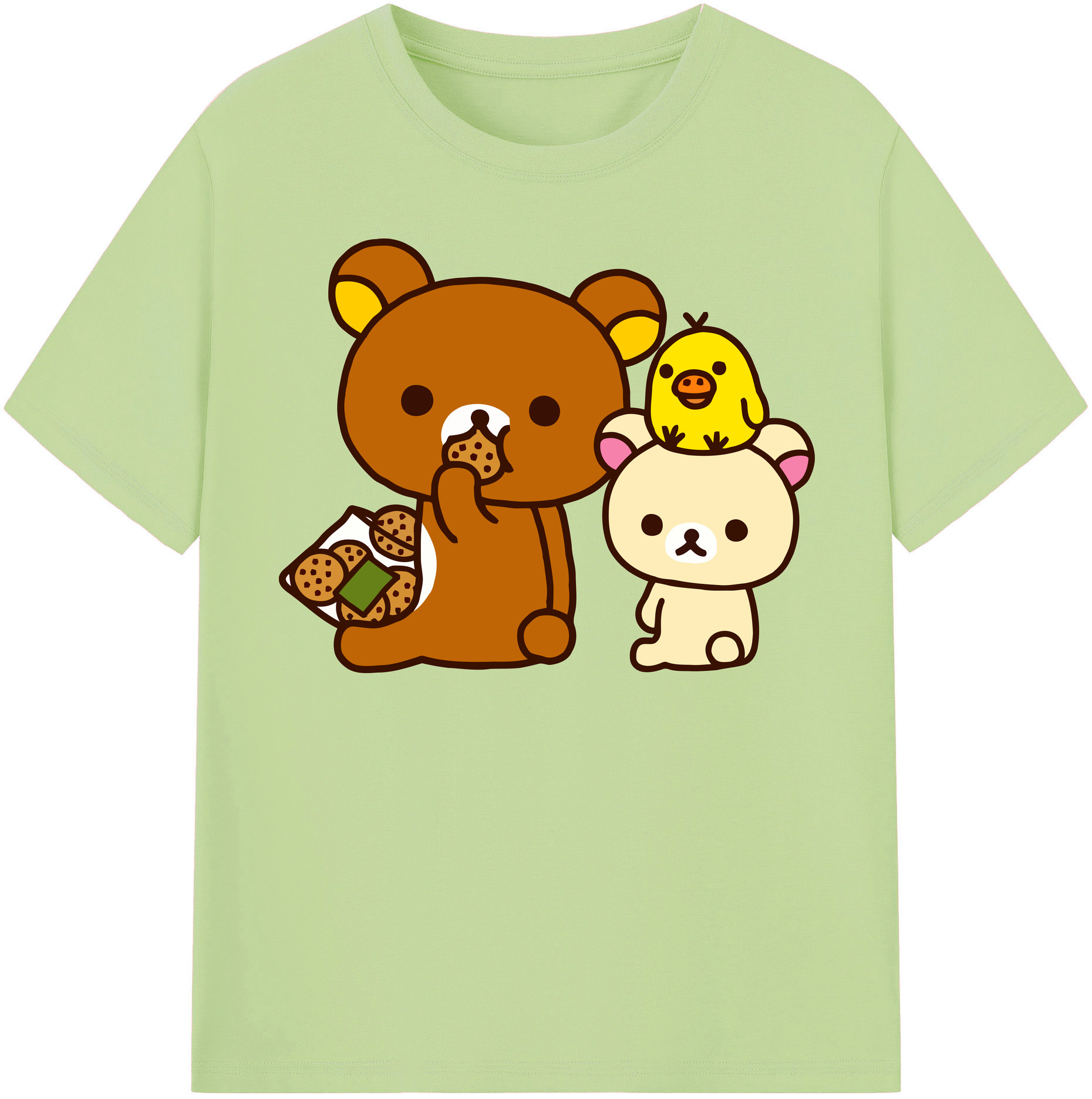 （画像用） リラックマ リラックマ キイロイトリ Rilakkuma Korilakkuma Kiiroitori 綿100％半袖Tシャツ（フロントプリント）